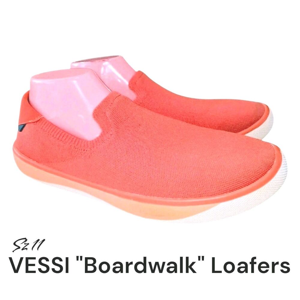 Vessi Sz 11 Boardwalk Orange Dyma Tex Cloud Comfort Slip On Knit Logi Loafers